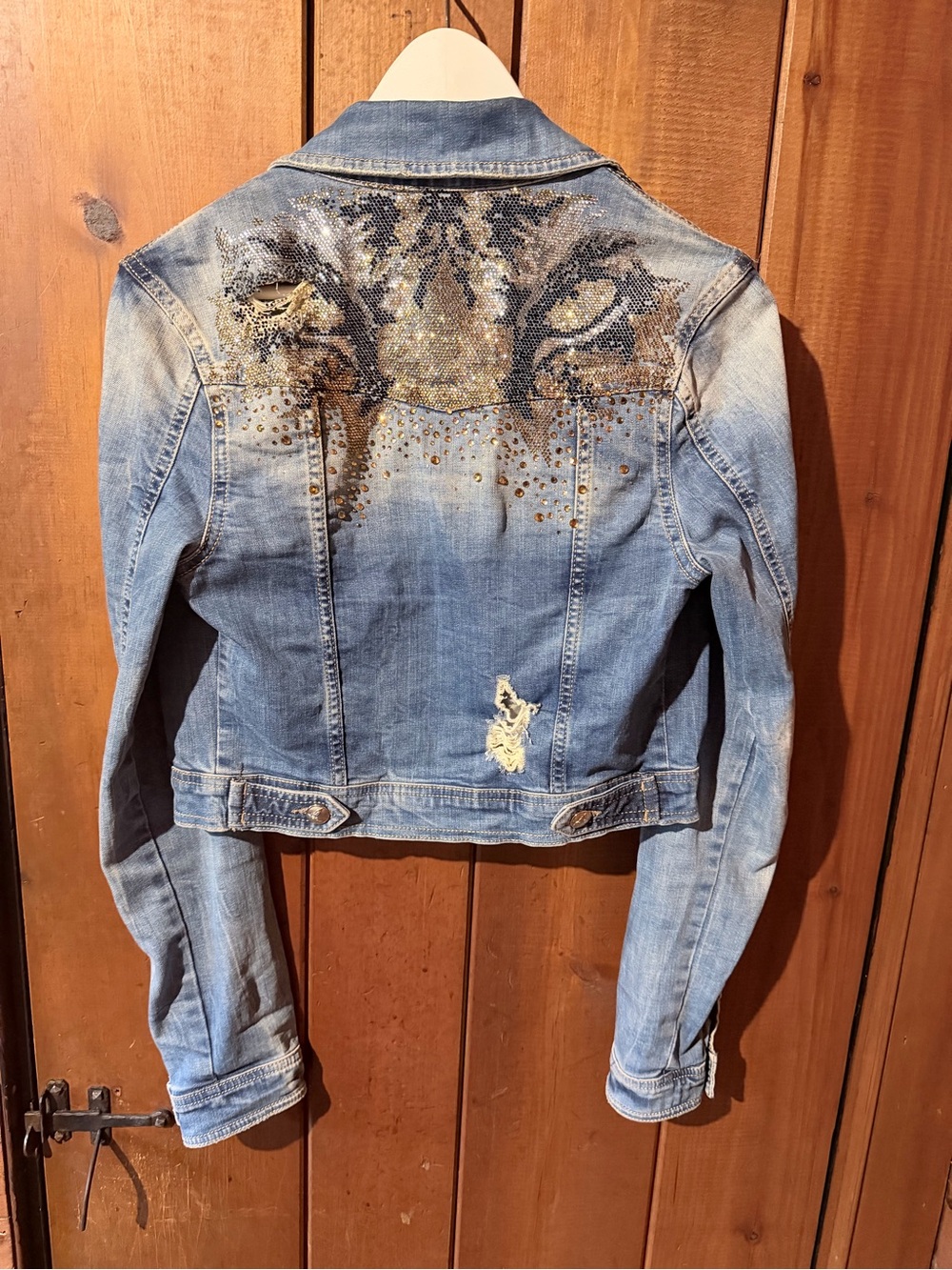 Distressed Light Blue Denim Jacket for Women